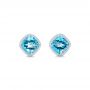 18k White Gold 18k White Gold Blue Topaz Stud Earrings - Three-Quarter View -  103351 - Thumbnail