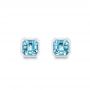 14k White Gold Blue Topaz Stud Earrings - Three-Quarter View -  106037 - Thumbnail