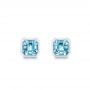 14k White Gold Blue Topaz Stud Earrings - Three-Quarter View -  106037 - Thumbnail