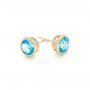 18k Yellow Gold 18k Yellow Gold Blue Topaz Stud Earrings - Front View -  102664 - Thumbnail