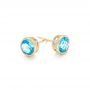 14k Yellow Gold 14k Yellow Gold Blue Topaz Stud Earrings - Front View -  102664 - Thumbnail