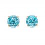 18k Yellow Gold 18k Yellow Gold Blue Topaz Stud Earrings - Three-Quarter View -  100929 - Thumbnail