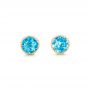 18k Yellow Gold 18k Yellow Gold Blue Topaz Stud Earrings - Three-Quarter View -  102664 - Thumbnail