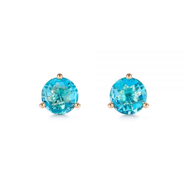 Blue Topaz Stud Martini Earrings - Image