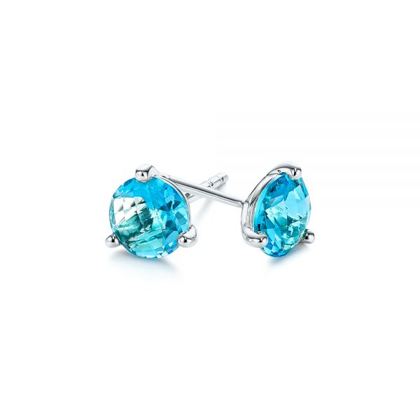  Platinum Platinum Blue Topaz Stud Martini Earrings - Front View -  106398