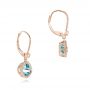 18k Rose Gold 18k Rose Gold Blue Topaz And Diamond Earrings - Front View -  102624 - Thumbnail