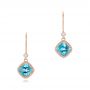 18k Rose Gold 18k Rose Gold Blue Topaz And Diamond Earrings - Three-Quarter View -  102624 - Thumbnail