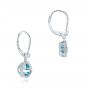 14k White Gold Blue Topaz And Diamond Earrings - Front View -  102624 - Thumbnail