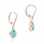 18k Rose Gold 18k Rose Gold Blue Topaz And Diamond Halo Earrings - Front View -  102623 - Thumbnail