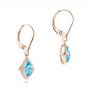 14k Rose Gold 14k Rose Gold Blue Topaz And Diamond Halo Earrings - Front View -  102623 - Thumbnail