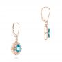 18k Rose Gold 18k Rose Gold Blue Topaz And Diamond Halo Earrings - Front View -  103586 - Thumbnail
