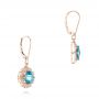 14k Rose Gold 14k Rose Gold Blue Topaz And Diamond Halo Earrings - Front View -  103586 - Thumbnail