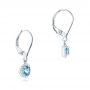 14k White Gold Blue Topaz And Diamond Halo Earrings - Front View -  102609 - Thumbnail