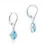14k White Gold Blue Topaz And Diamond Halo Earrings - Front View -  102623 - Thumbnail