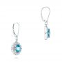 14k White Gold Blue Topaz And Diamond Halo Earrings - Front View -  103586 - Thumbnail