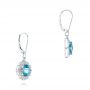 18k White Gold 18k White Gold Blue Topaz And Diamond Halo Earrings - Front View -  103586 - Thumbnail