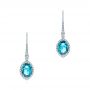14k White Gold Blue Topaz And Diamond Halo Earrings - Three-Quarter View -  106047 - Thumbnail