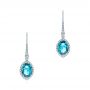  Platinum Platinum Blue Topaz And Diamond Halo Earrings - Three-Quarter View -  106047 - Thumbnail