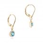 18k Yellow Gold 18k Yellow Gold Blue Topaz And Diamond Halo Earrings - Front View -  102609 - Thumbnail