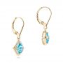 14k Yellow Gold 14k Yellow Gold Blue Topaz And Diamond Halo Earrings - Front View -  102623 - Thumbnail