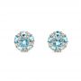 18k Rose Gold Blue Topaz And Diamond Stud Earrings