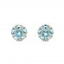 18k Yellow Gold Blue Topaz And Diamond Stud Earrings