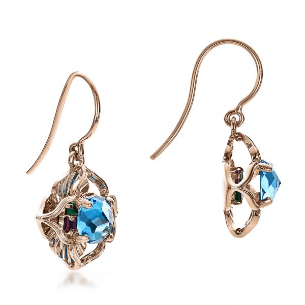 14k Rose Gold 14k Rose Gold Blue Topaz Earrings - Front View - 100302