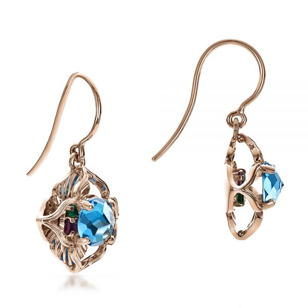 14k Rose Gold 14k Rose Gold Blue Topaz Earrings - Front View -  100302