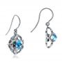 14k White Gold Blue Topaz Earrings - Front View -  100302 - Thumbnail