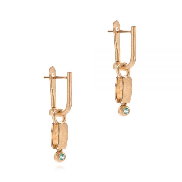 14k Rose Gold 14k Rose Gold Blue Zircon Latch Back Earrings - Front View -  105819