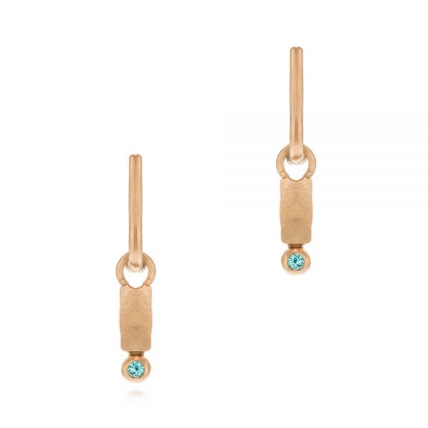 14k Rose Gold 14k Rose Gold Blue Zircon Latch Back Earrings - Three-Quarter View -  105819