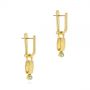 18k Yellow Gold Blue Zircon Latch Back Earrings - Front View -  105819 - Thumbnail