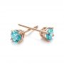 14k Rose Gold 14k Rose Gold Blue Zircon Stud Earrings - Front View -  100940 - Thumbnail