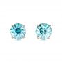 14k Rose Gold 14k Rose Gold Blue Zircon Stud Earrings - Three-Quarter View -  100939 - Thumbnail