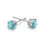  Platinum Platinum Blue Zircon Stud Earrings - Front View -  100940 - Thumbnail