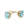 18k Yellow Gold 18k Yellow Gold Blue Zircon Stud Earrings - Front View -  100939 - Thumbnail