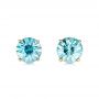 18k Yellow Gold 18k Yellow Gold Blue Zircon Stud Earrings - Three-Quarter View -  100939 - Thumbnail