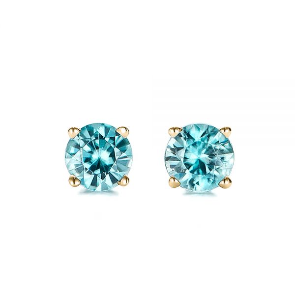 Blue zircon earrings yellow cheap gold