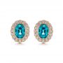 18k Rose Gold 18k Rose Gold Blue Zircon And Diamond Earrings - Three-Quarter View -  105340 - Thumbnail