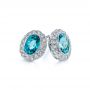 14k White Gold Blue Zircon And Diamond Earrings - Front View -  105340 - Thumbnail