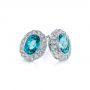 18k White Gold 18k White Gold Blue Zircon And Diamond Earrings - Front View -  105340 - Thumbnail