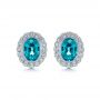 14k White Gold Blue Zircon And Diamond Earrings - Three-Quarter View -  105340 - Thumbnail