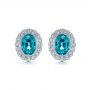 18k White Gold 18k White Gold Blue Zircon And Diamond Earrings - Three-Quarter View -  105340 - Thumbnail