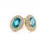 14k Yellow Gold 14k Yellow Gold Blue Zircon And Diamond Earrings - Front View -  105340 - Thumbnail