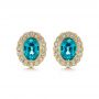 18k Yellow Gold 18k Yellow Gold Blue Zircon And Diamond Earrings - Three-Quarter View -  105340 - Thumbnail