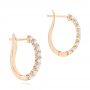 18k Rose Gold 18k Rose Gold Brilliant Facet Pav Diamond Hoop Earrings - Front View -  103687 - Thumbnail