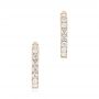 18k Rose Gold 18k Rose Gold Brilliant Facet Pav Diamond Hoop Earrings - Three-Quarter View -  103687 - Thumbnail