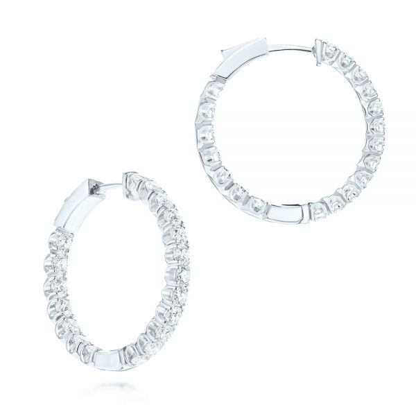 Brilliant Facet Pavé Diamond Hoop Earrings - Image