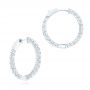 18k White Gold Brilliant Facet Pav Diamond Hoop Earrings - Three-Quarter View -  103692 - Thumbnail