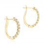 14k Yellow Gold 14k Yellow Gold Brilliant Facet Pav Diamond Hoop Earrings - Front View -  103687 - Thumbnail